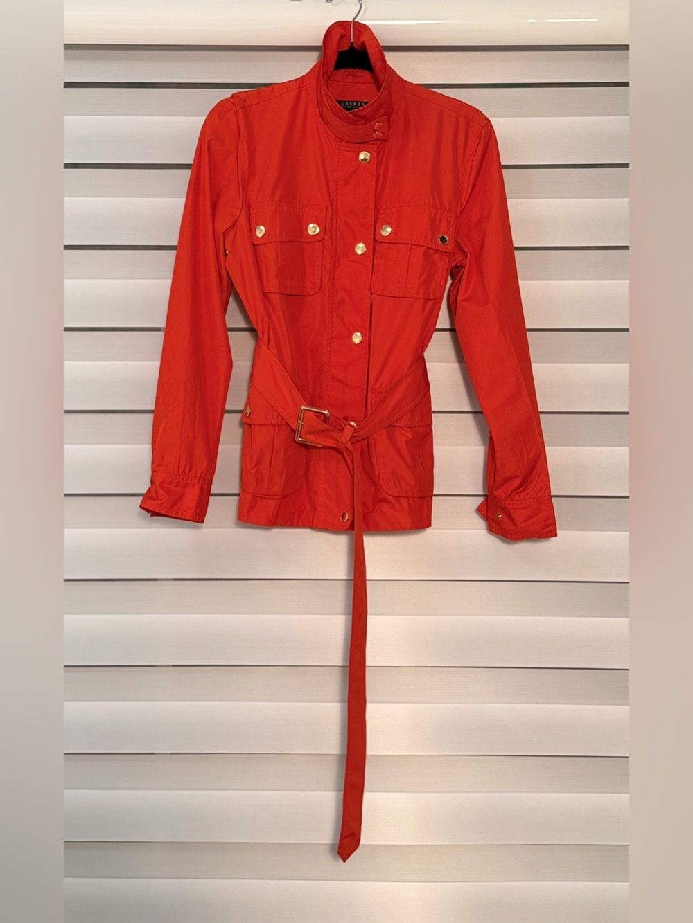 Lauren Ralph Lauren Orange Belted Safari Utility Jacket M